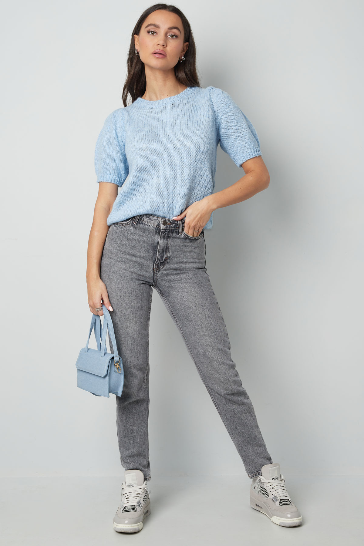 Basic shirt with puff sleeves - gray Picture12